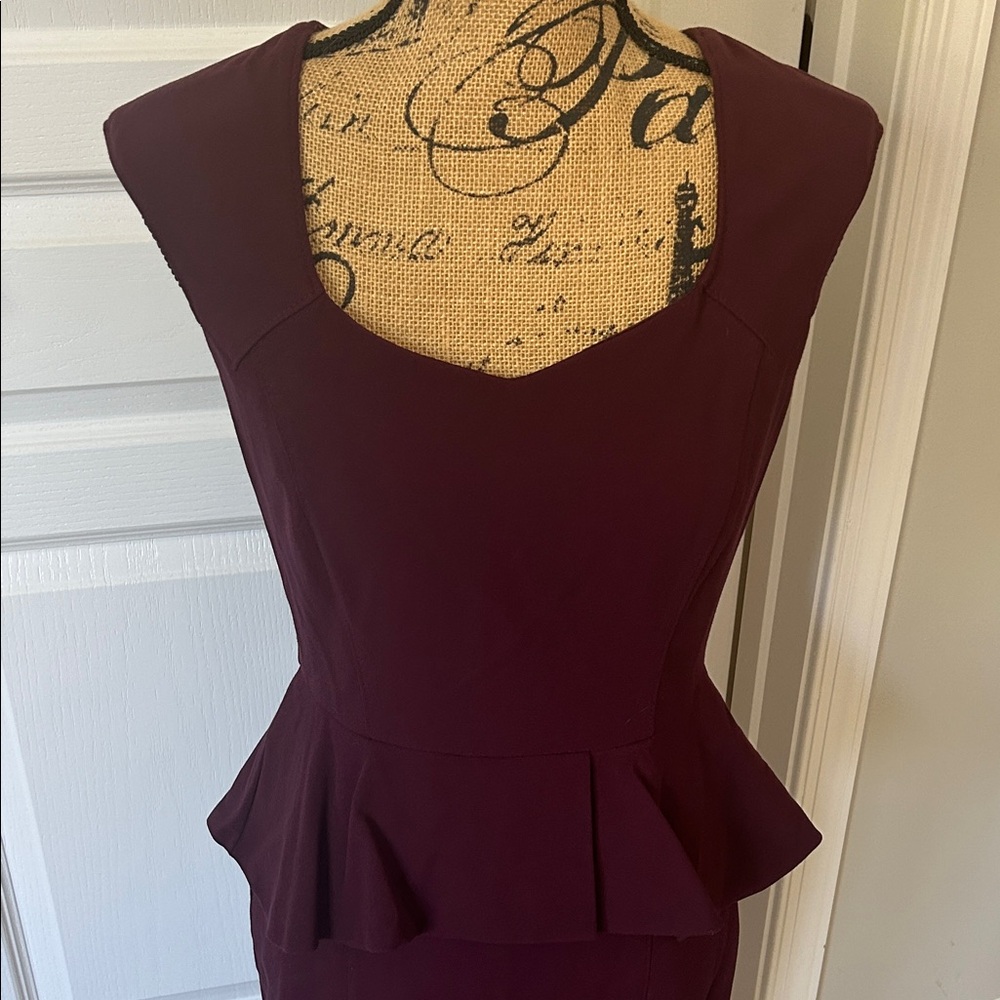Elegant Purple Peplum Midi Dress - Picture 2 of 4